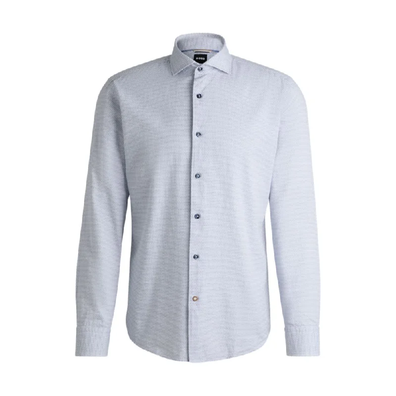 Casual-fit shirt in structured cotton with spread collar