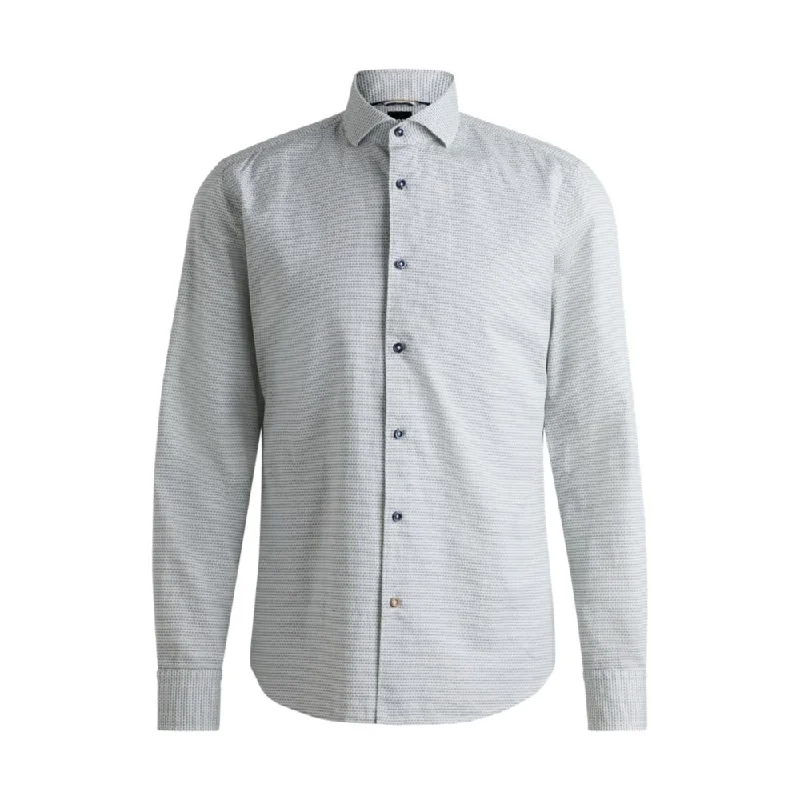 Casual-fit shirt in structured cotton with spread collar