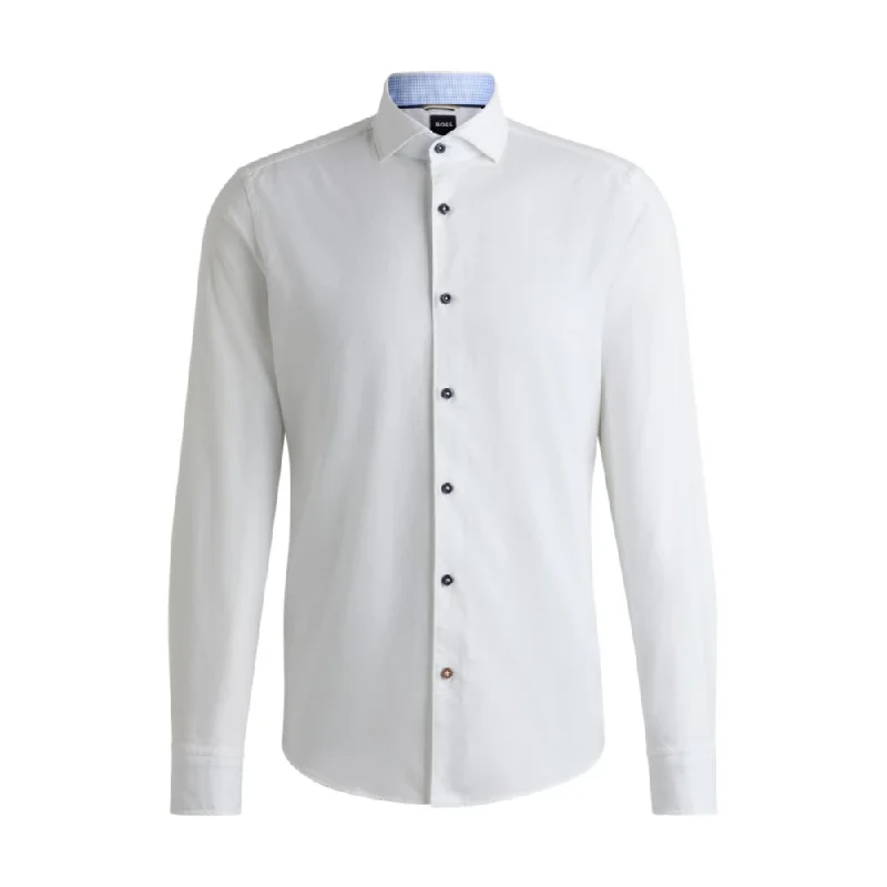 Casual-fit shirt in structured cotton with spread collar