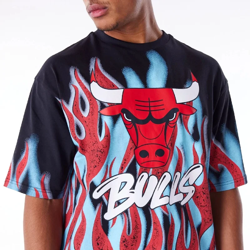 Chicago Bulls NBA Flame Black Oversized T-Shirt