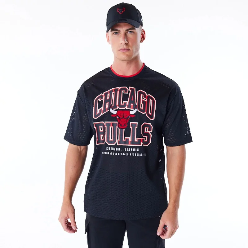 Chicago Bulls NBA Patch Black Oversized Mesh T-Shirt