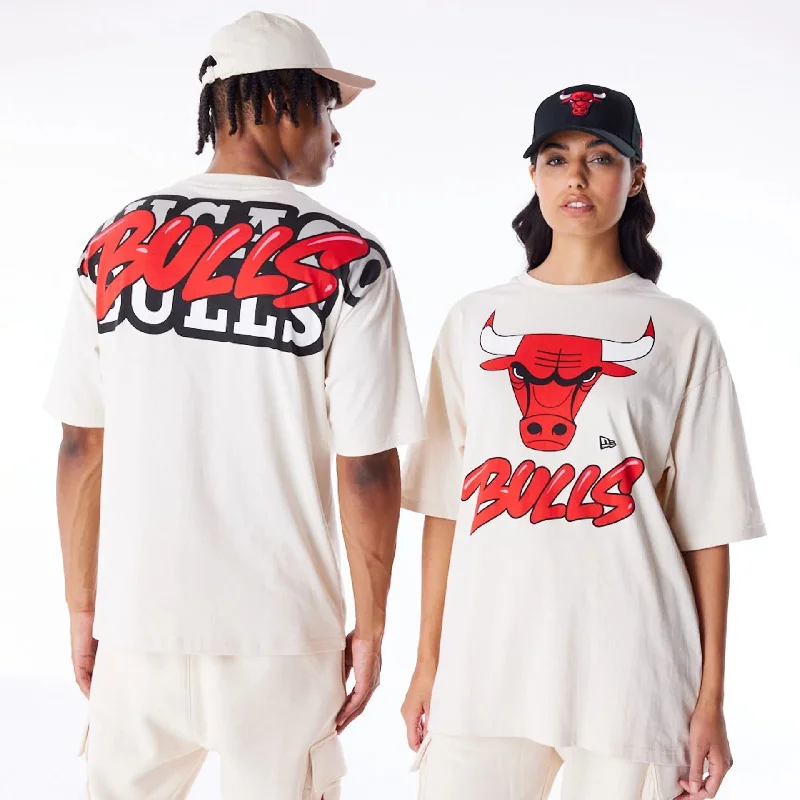 Chicago Bulls NBA Wordmark Stone Oversized T-Shirt