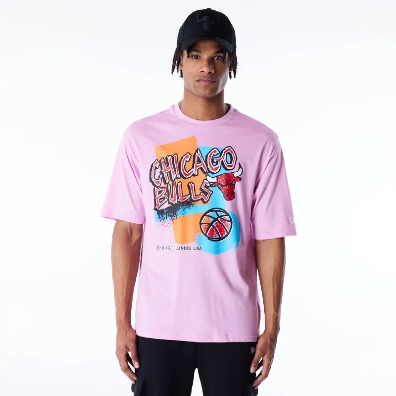 Chicago Bulls Retro Graphic Pastel Pink Oversized T-Shirt