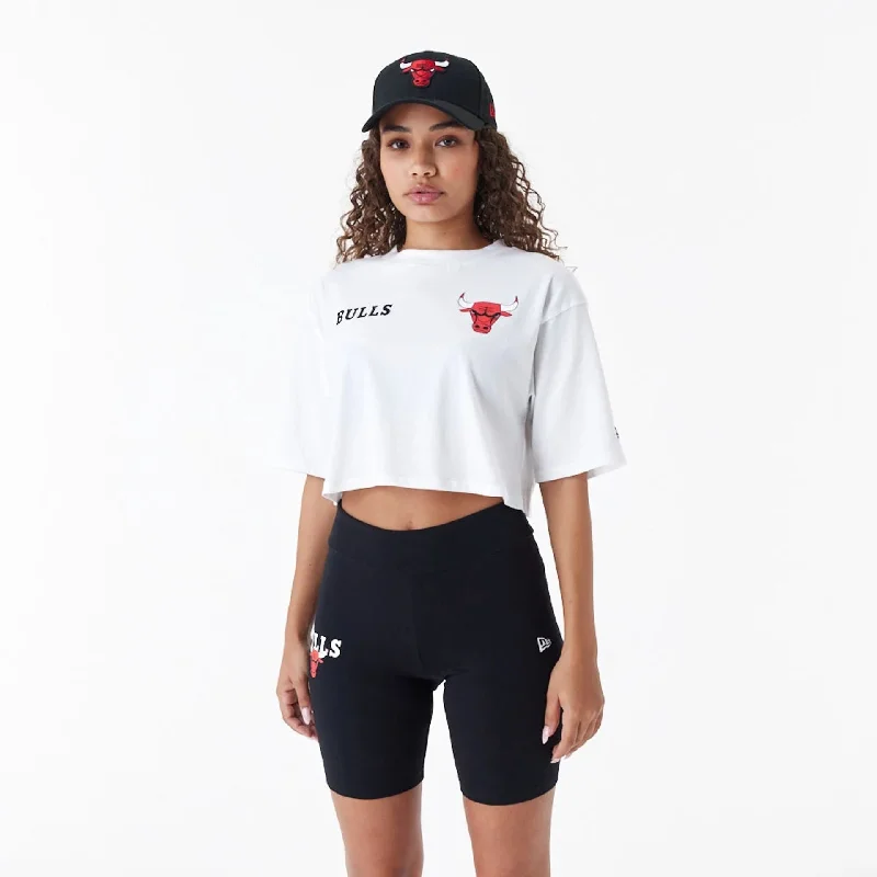 Chicago Bulls Womens NBA Team Logo White Crop T-Shirt