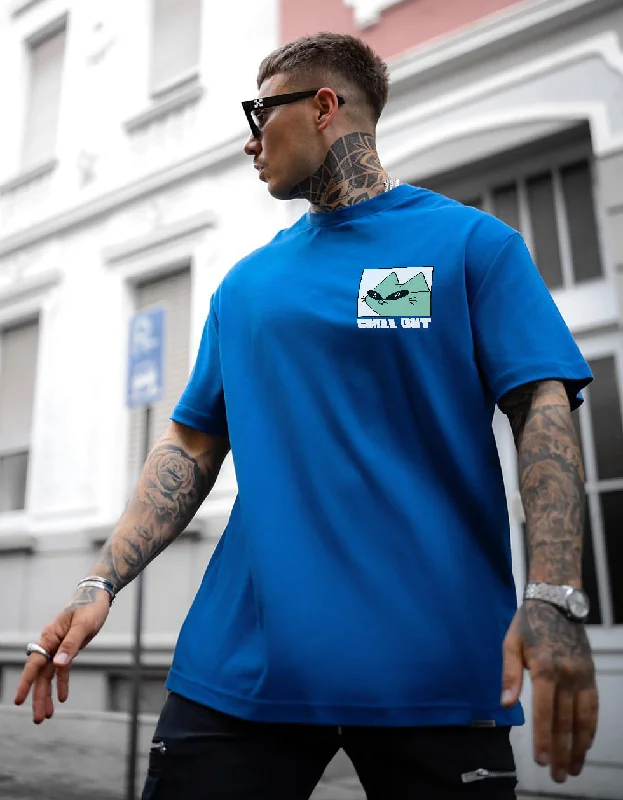 Bargain Prices Chillout Blue Oversized Pocket Graphic Printed Tshirt