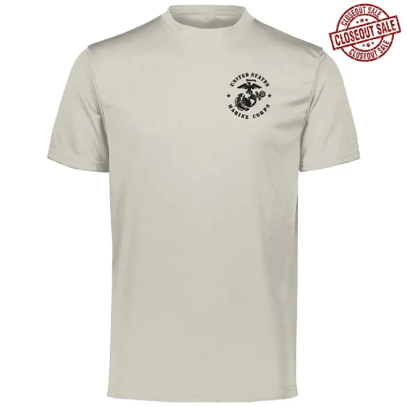Bargain Prices Closeout Full Circle Black USMC Chest Seal Performance Tee