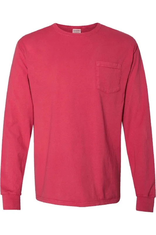 Exclusive Offer ComfortWash by Hanes Garment-Dyed Long Sleeve T-Shirt With a Pocket