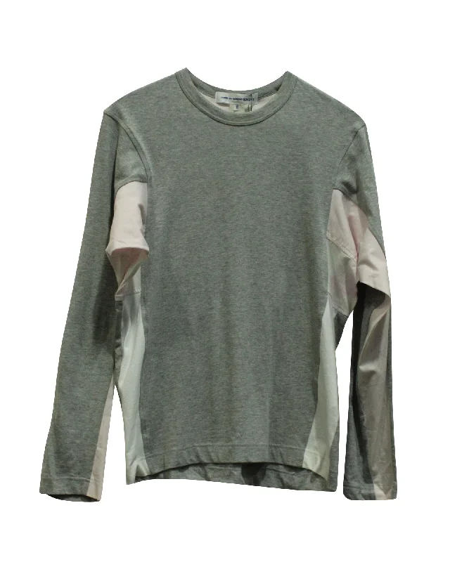 Online Only Comme Des Garcons Paneled Long Sleeve T-Shirt in Grey Cotton