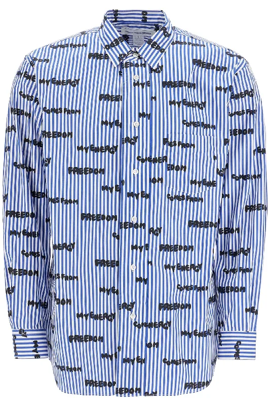 Comme Des Garcons Shirt Men's Striped Printed Shirt