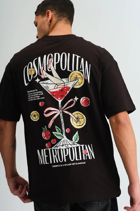 Hurry In Cosmopolitan Black Oversized T-shirt