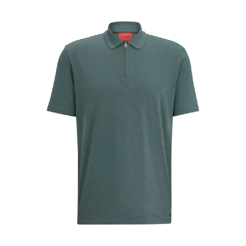 Cotton-blend polo shirt with zip placket