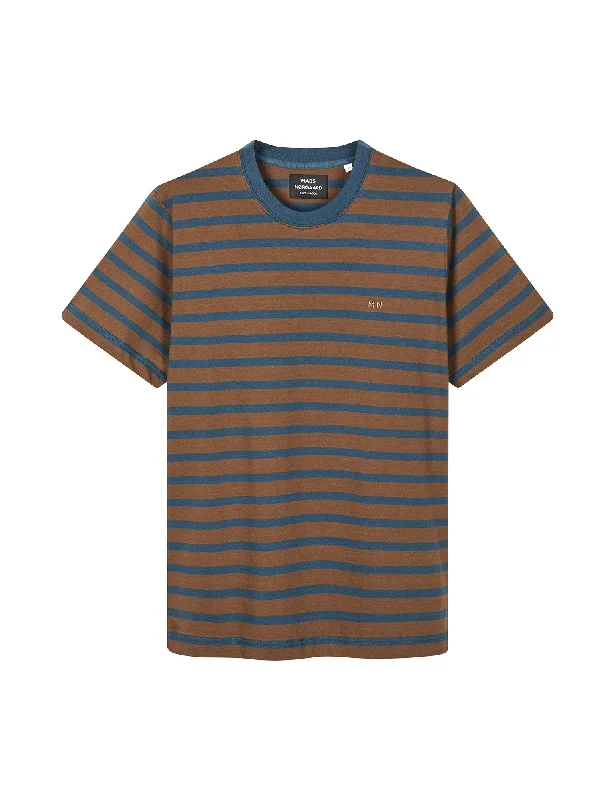 Cotton Jersey Stripe Frode Tee, Midnight Navy/Desert Palm