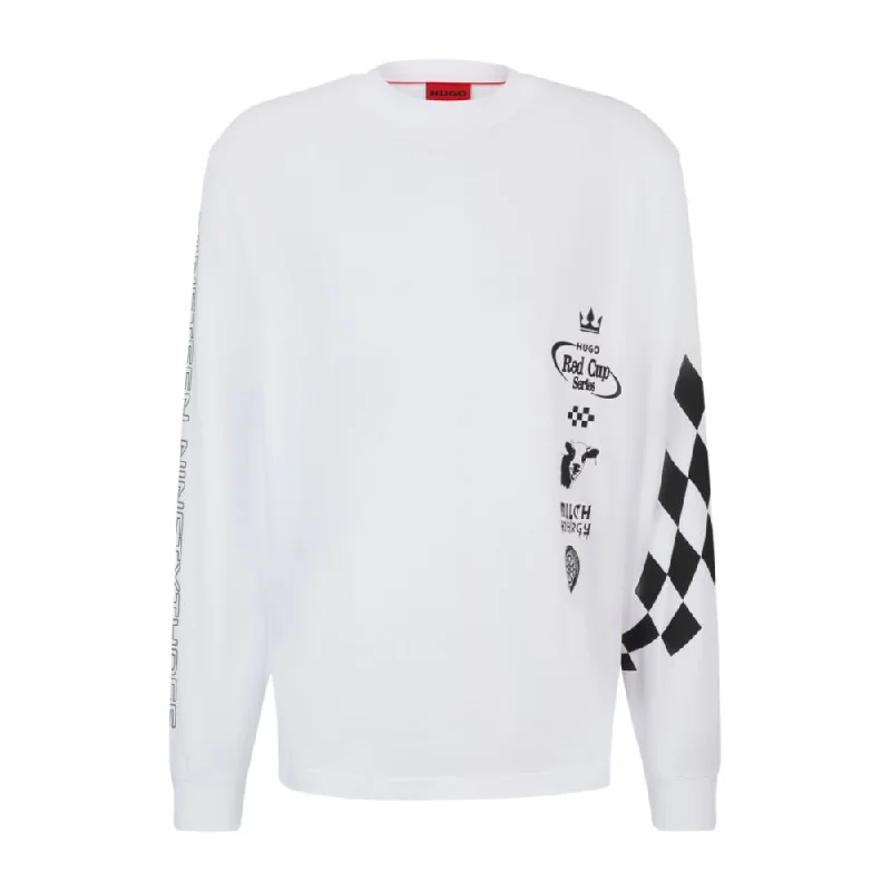 Cotton-jersey T-shirt with racing-inspired prints