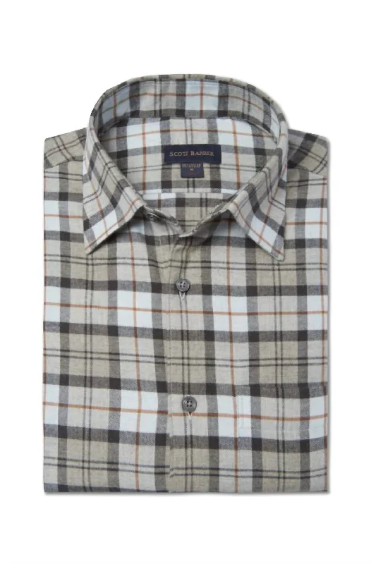 Cotton/merino Shadow Plaid In Grey Heather