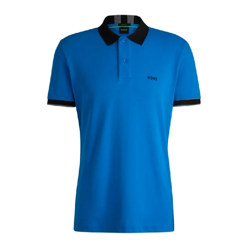 Cotton-piqu polo shirt with contrast trims