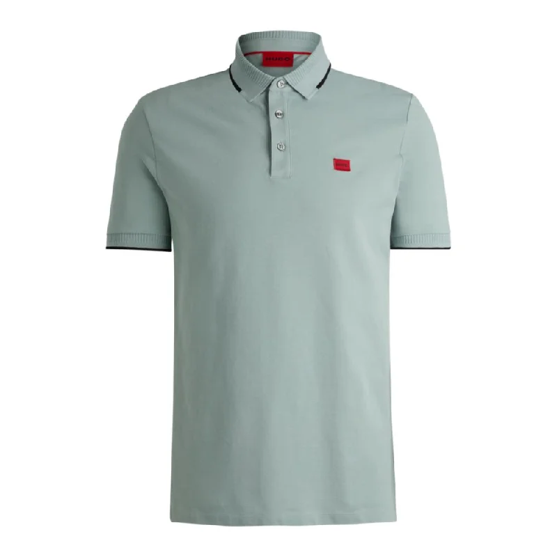 Cotton-piqu slim-fit polo shirt with red logo label