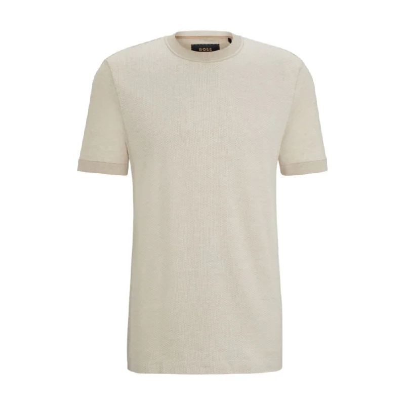 Cotton-silk regular-fit T-shirt with mixed structures