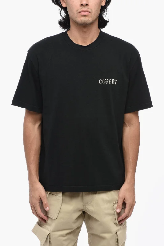 Covert Solid Color Crew-neck T-Shirt with Printed Logo