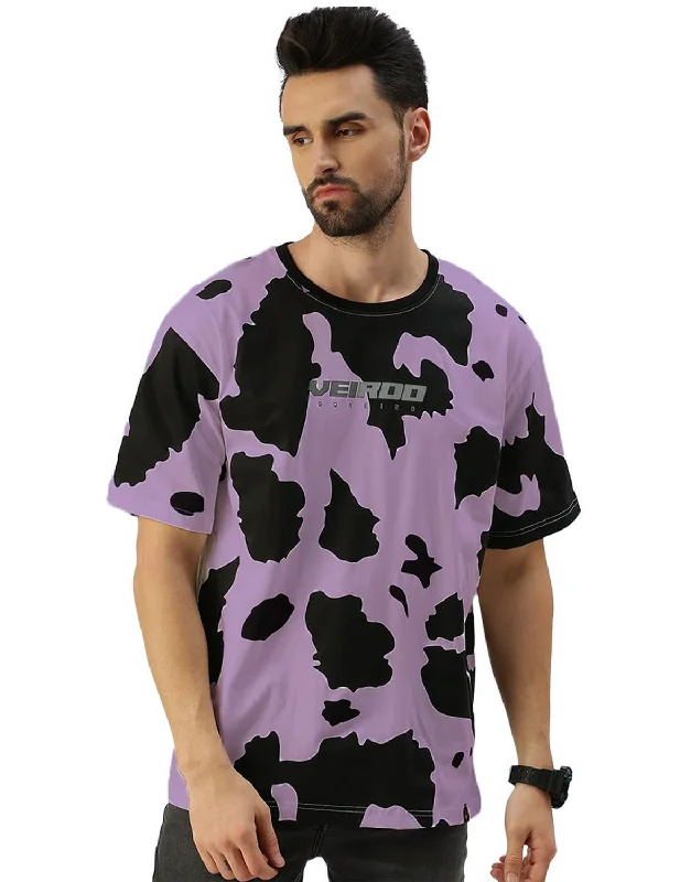 Fantastic Offers Cow Lilac Oversized All Over Animal Printed Tshirt