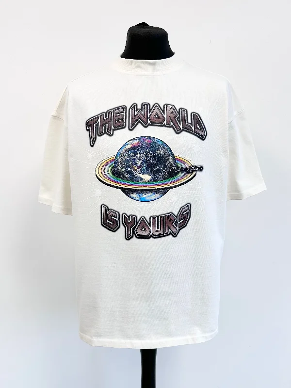 Cream Heavyweight Planet T-shirt.