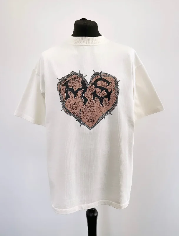 Cream MS Heart Heavyweight T-shirt.