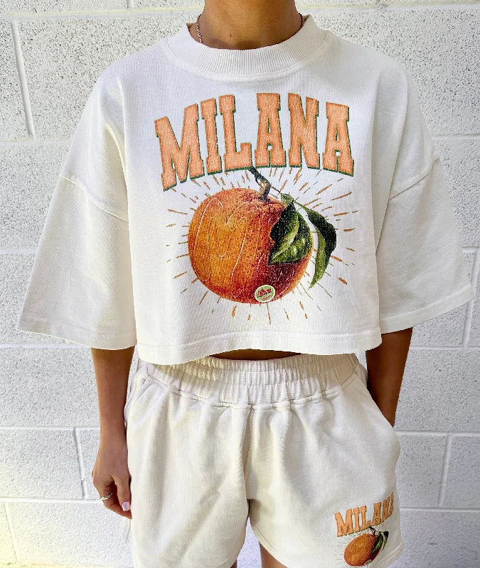 Cream Orange Cropped Heavyweight T-shirt.