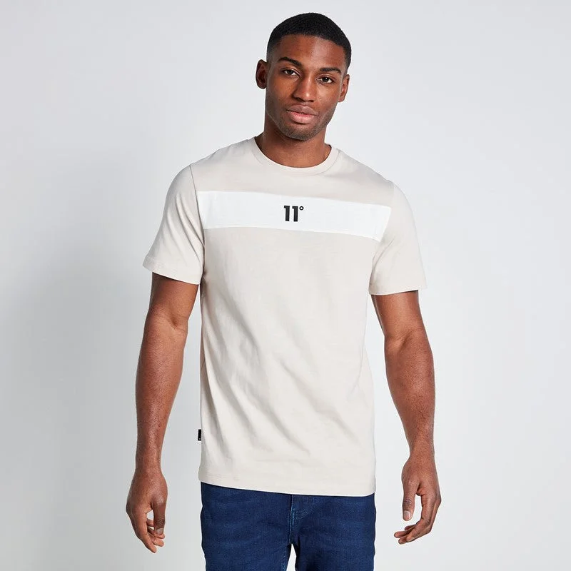 Major Savings Cut and Sew Panelled T-Shirt - Stone / Coconut White