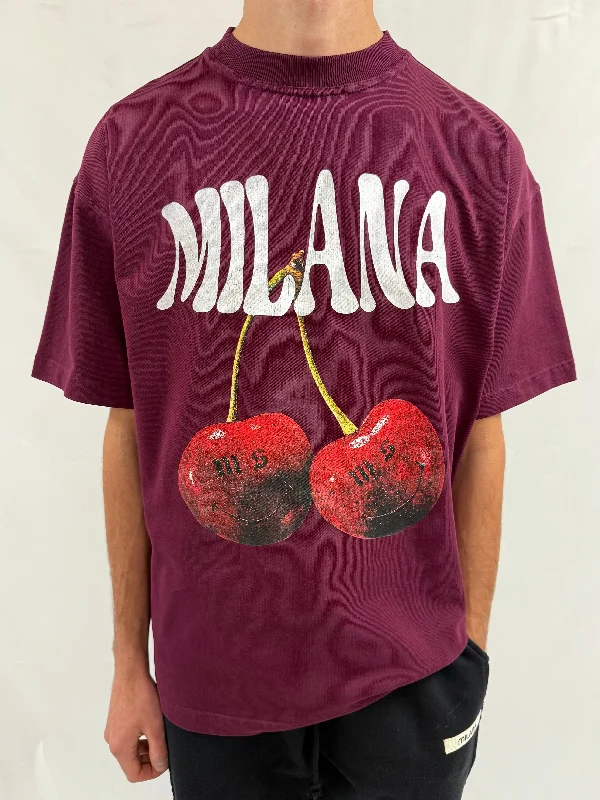 Deep Burgundy Cherry Heavyweight T-shirt.