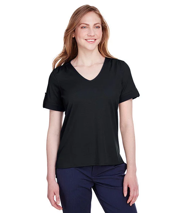 Bonus Offer DG20WB - Devon & Jones Ladies CrownLux Performance™ Plaited Rolled-Sleeve Top