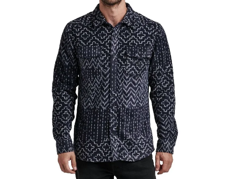 Diablo Polar Flannel Top In Dark Navy Sashiko