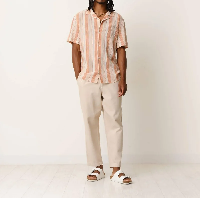 Didcot Shirt In Orange Crinkle Stripe