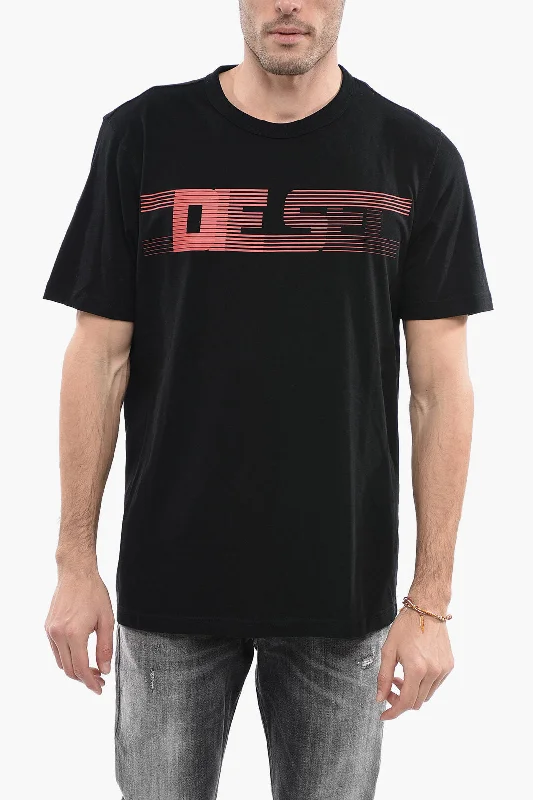 Diesel Cotton Blend T-JUST-E19 Crew-neck T-Shirt with Contrasting P