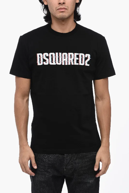 Dsquared2 Solid Color COOL FIT Crew-neck T-Shirt with Printed Logo