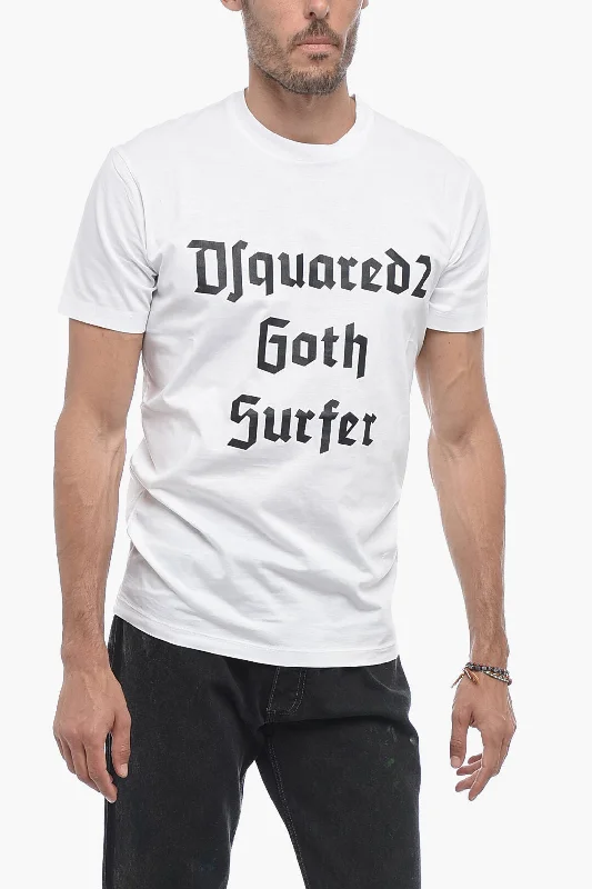 Dsquared2 Solid Color GOTH SURFER Crew-neck T-Shirt with Contrasting P