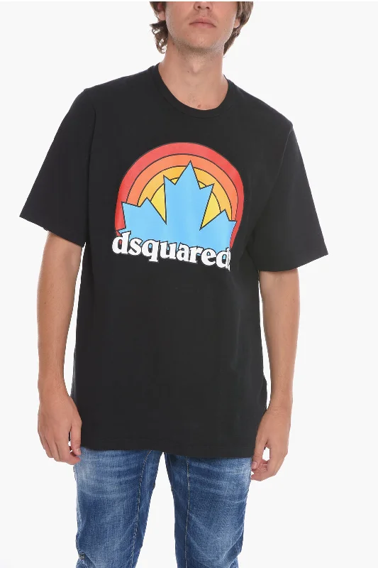 Dsquared2 SUNSET LEAF T-shirt with Multicolored Print