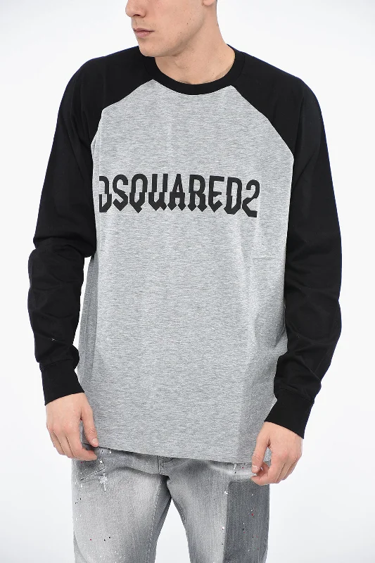 Dsquared2 Two-tone DISTRESSED-LOGO T-Shirt with Print