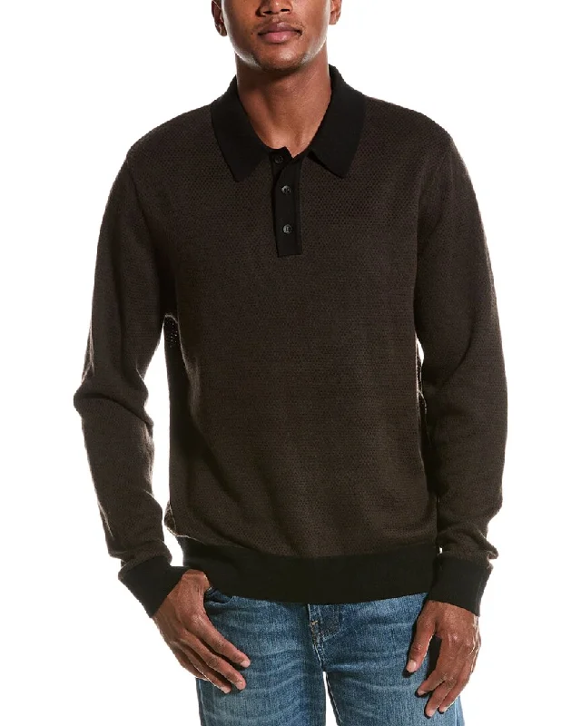 Weekend Shopping Made Better Elie Tahari Textured Wool-Blend Polo Sweater