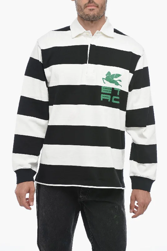 Etro Long Sleeved Two-Tone Striped Polo Shirt