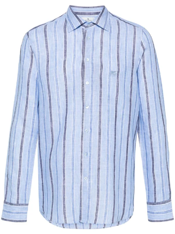 Etro Men's Shirts Clear blue