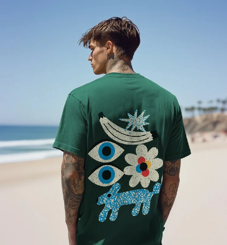 Great Deals Eye Green Oversized Back Graphic Printed Tshirt