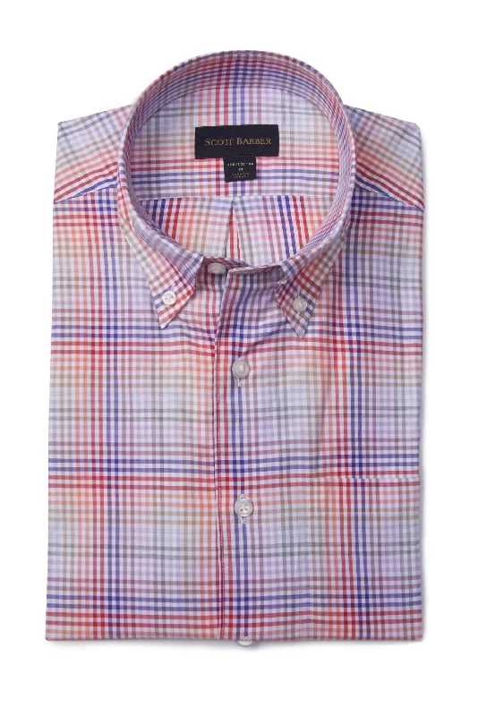 Fine Twill Ombre Tattersall Shirt In Cantaloupe