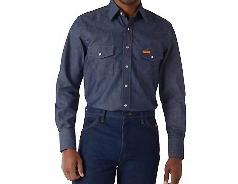 Best Seller Flame Resistant Western Snap Work Shirt In Denim