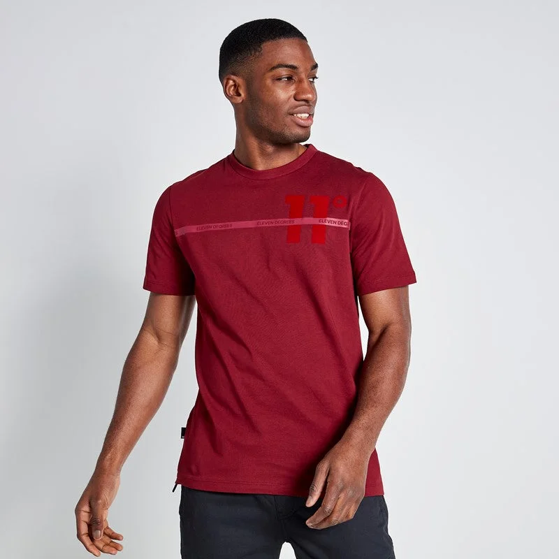 Massive Deals Flock Print Large Graphic T-Shirt - Pomegranate