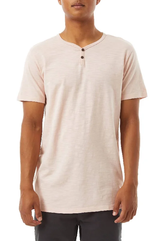 Folk Henley Tee In Pink