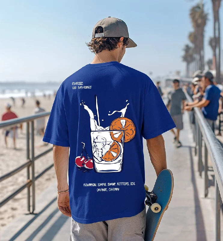 Limited Availability GLASS OF MILK Blue Oversized Back Printed Tshirts