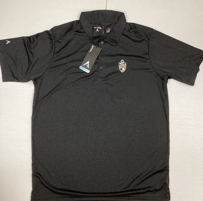 Great Deal Black Embroidered Shield Antigua Brand Golf Shirt