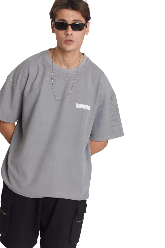 New Arrival Grey Heavyweight Pique Oversized T-shirt