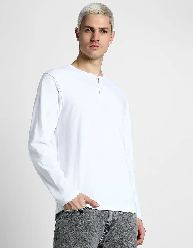 Weekend Deals to Brighten Your Day Henley White Solid Tshirt
