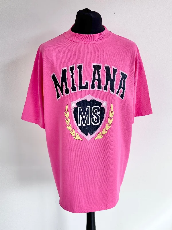 Hot Pink Heavyweight Crest T-shirt.