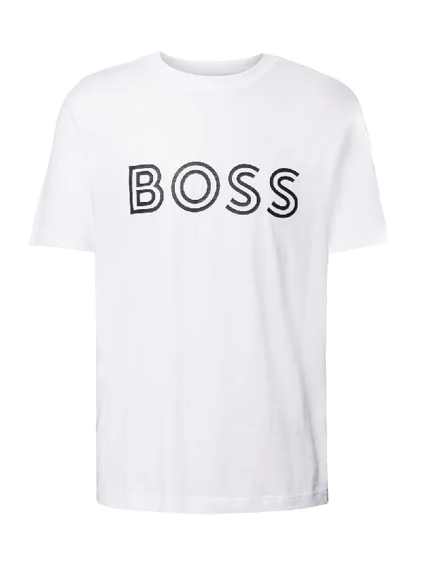 Hugo Boss Men's Tee 1 Outlined Logo T-Shirt, White